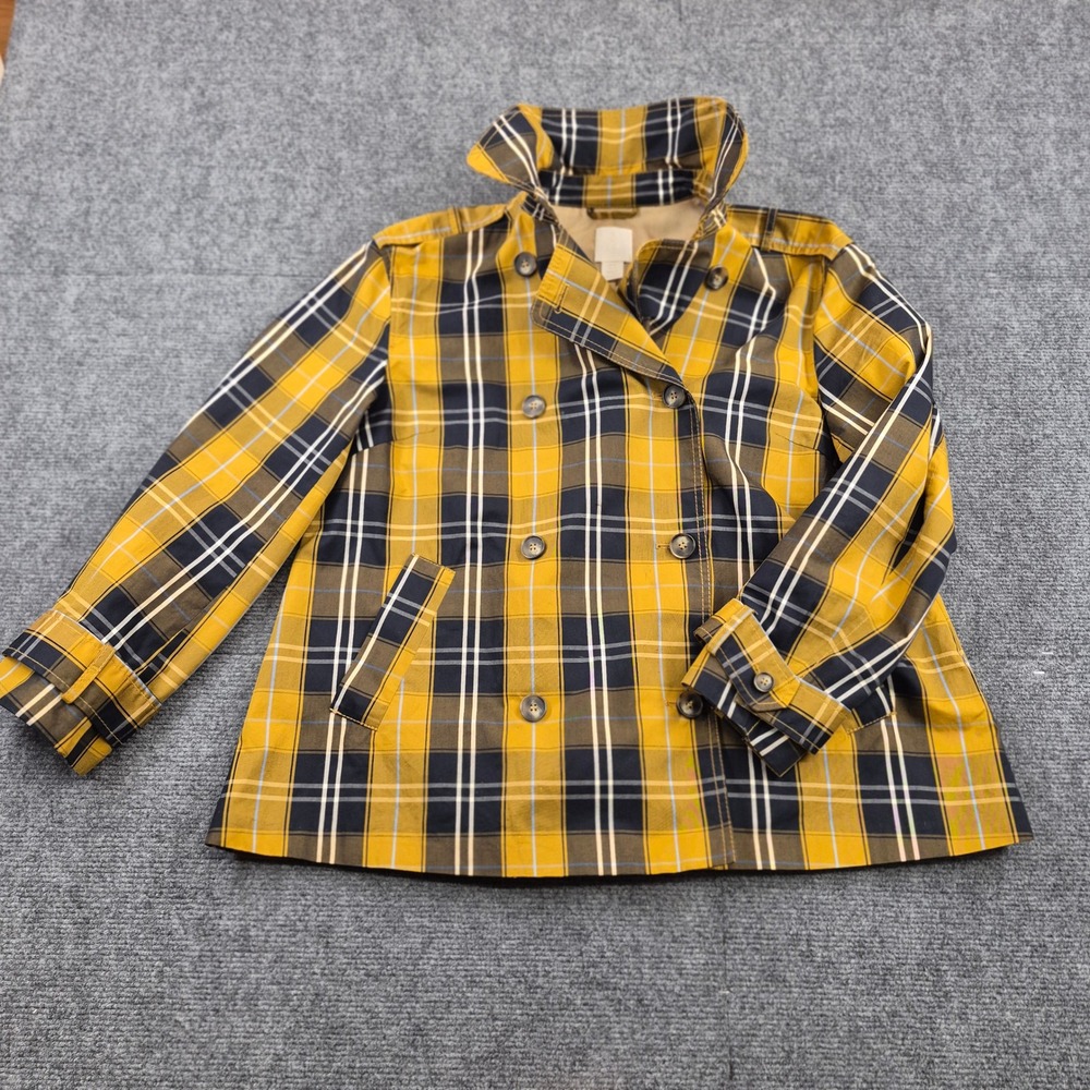 H&M Plaid Double Breasted Short Trench Coat |Size 12